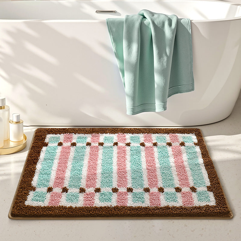 Plush Striped Bath Mat Bowlift