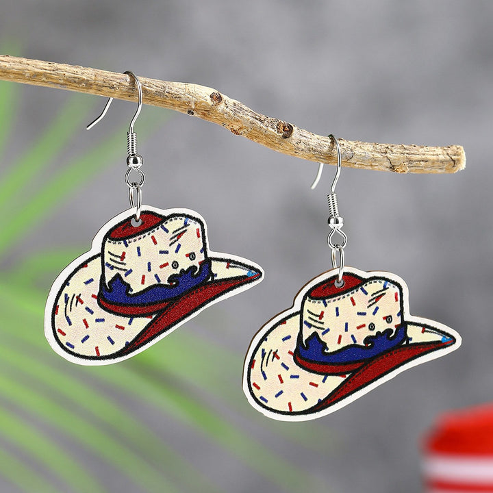 Women's handmade acrylic earrings can holder with patriotic flag motif and fish hook closure Bowlift