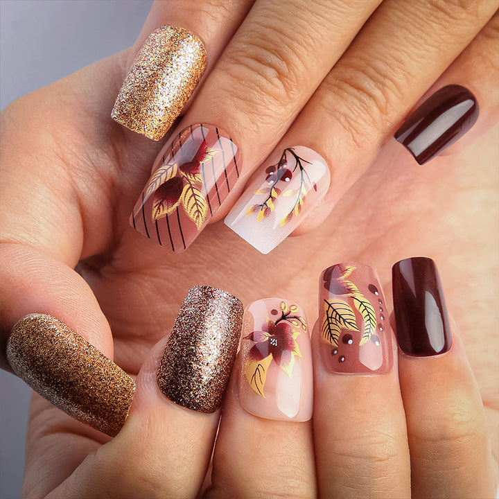 Elegant Artistic Press-On Nail Set Bowlift