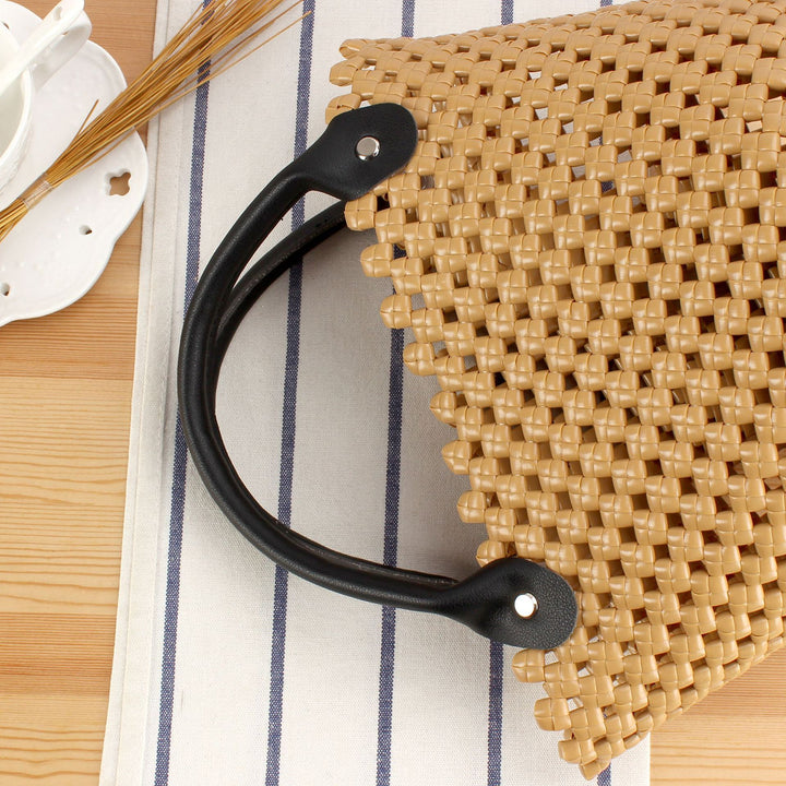 Braided shopping bag with practical leather handles Bowlift