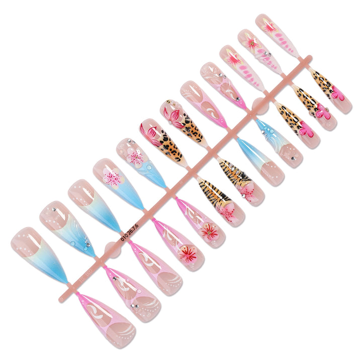 Artificial nail set with floral and animal designs Bowlift