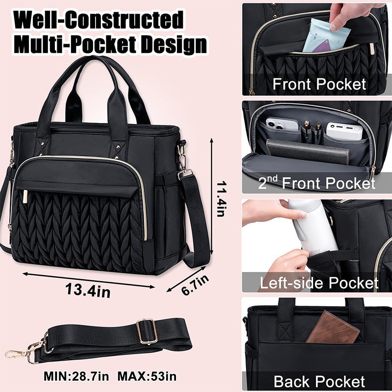 Elegant and Spacious Shoulder Bag with Woven Design Bowlift