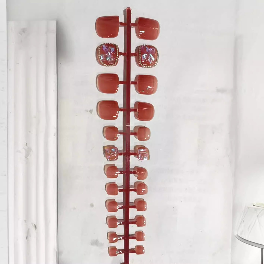 Decorative Diamond-Accent Press-On Nail Set Bowlift