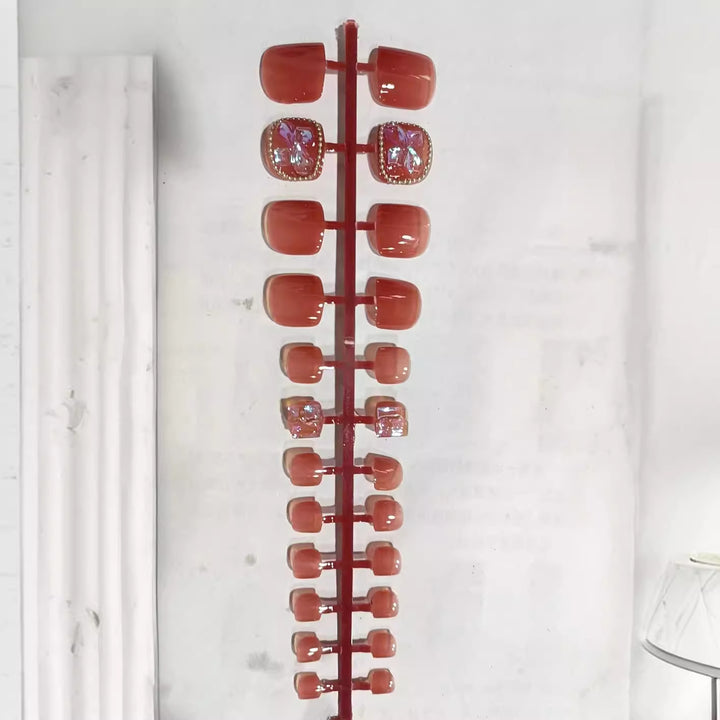 Decorative Diamond-Accent Press-On Nail Set Bowlift