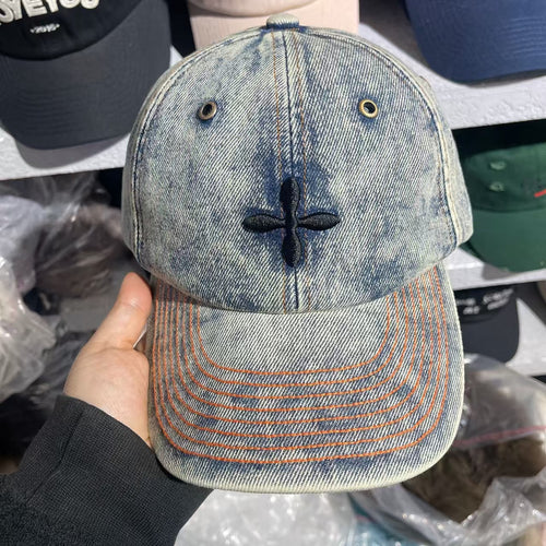 Men's Distressed Denim Baseball Cap Bowlift 1784188018