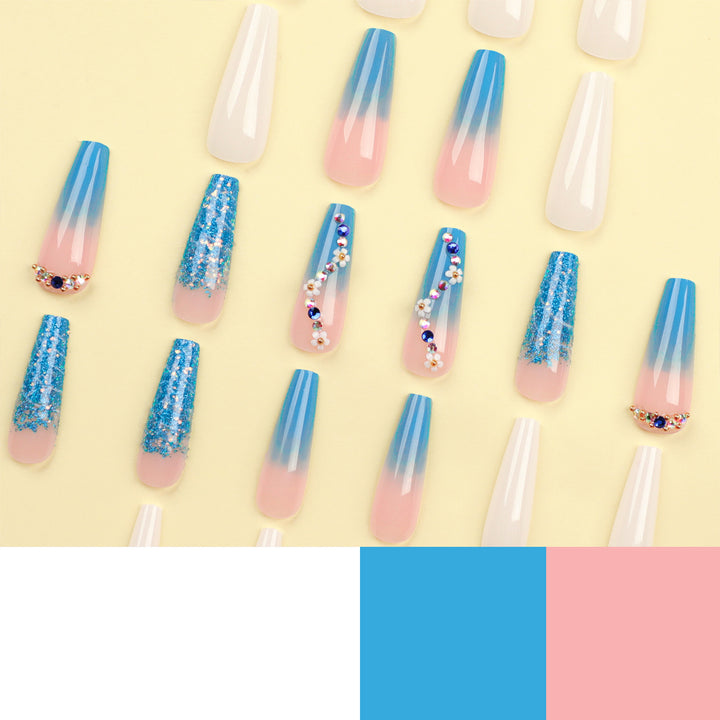 Artful nail extensions with floral ombre design Bowlift