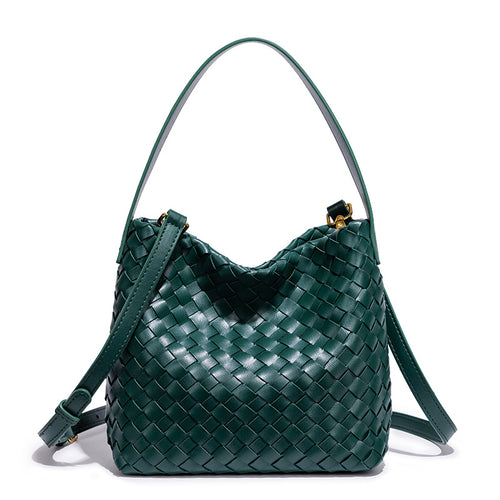 Elegant Woven Leather Shoulder Bag Bowlift