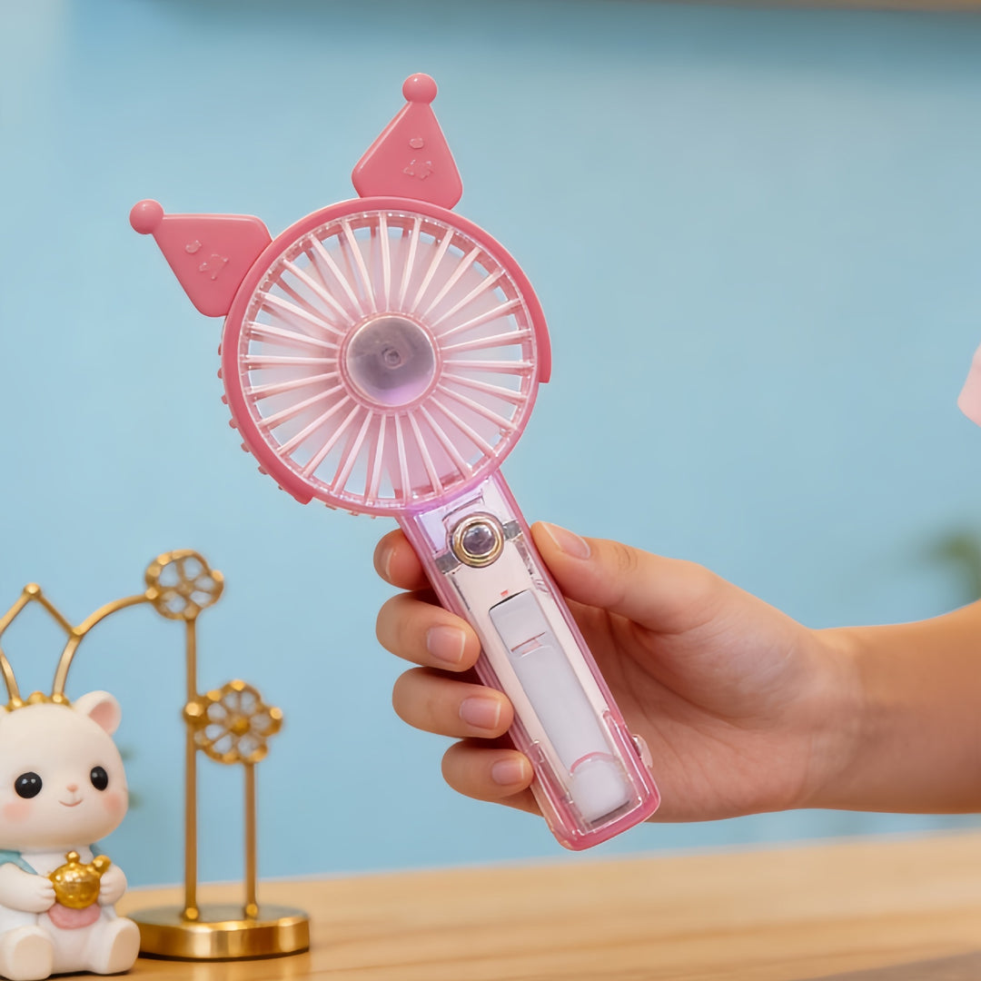 Women's Portable Handheld Fan with LED Lighting and Spray Function Bowlift
