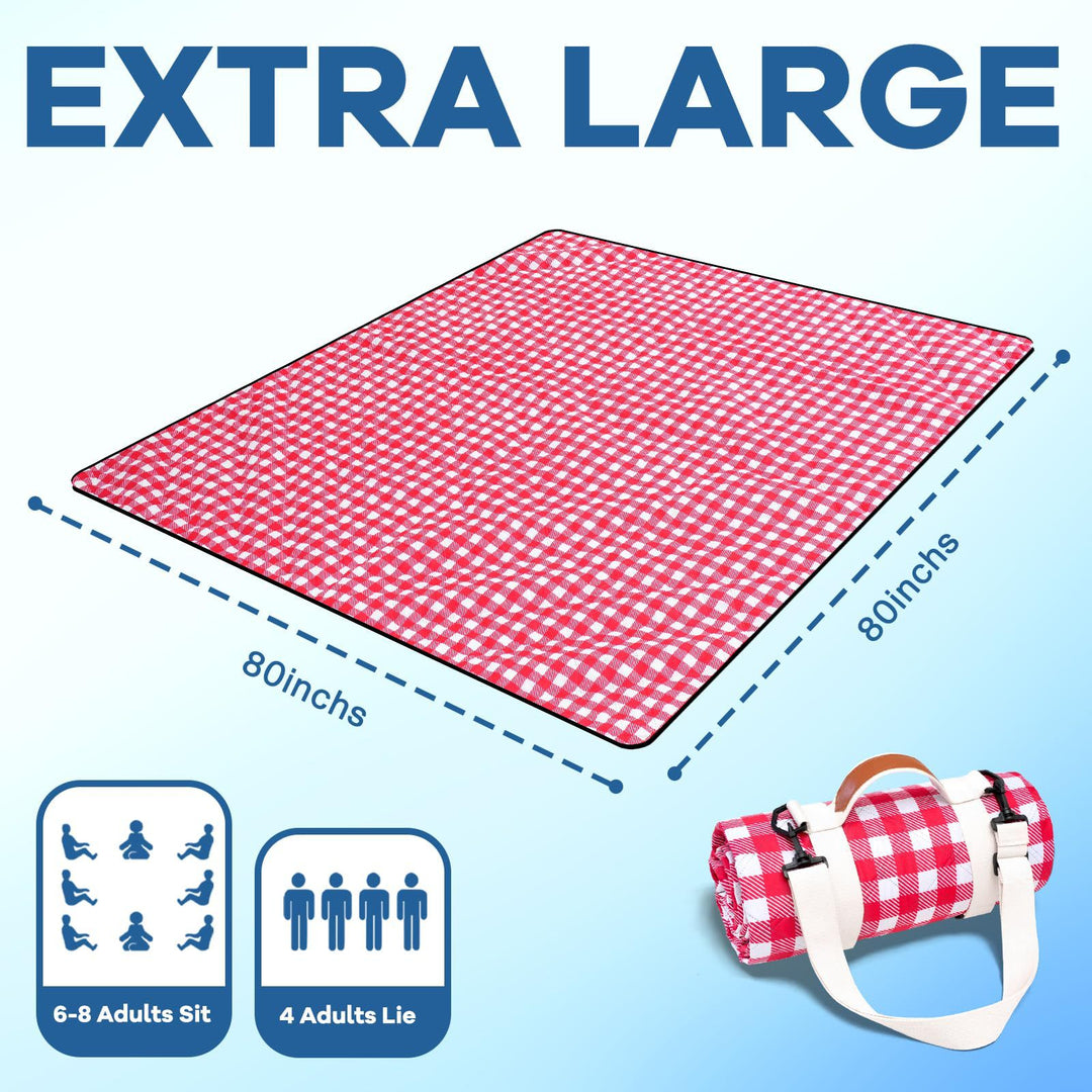 Unisex practical picnic blanket with carrying handle and water-repellent surface Bowlift