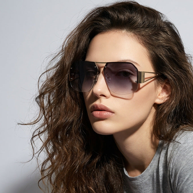 Women oversized sunglasses with distinctive frame and gentle gradient Bowlift