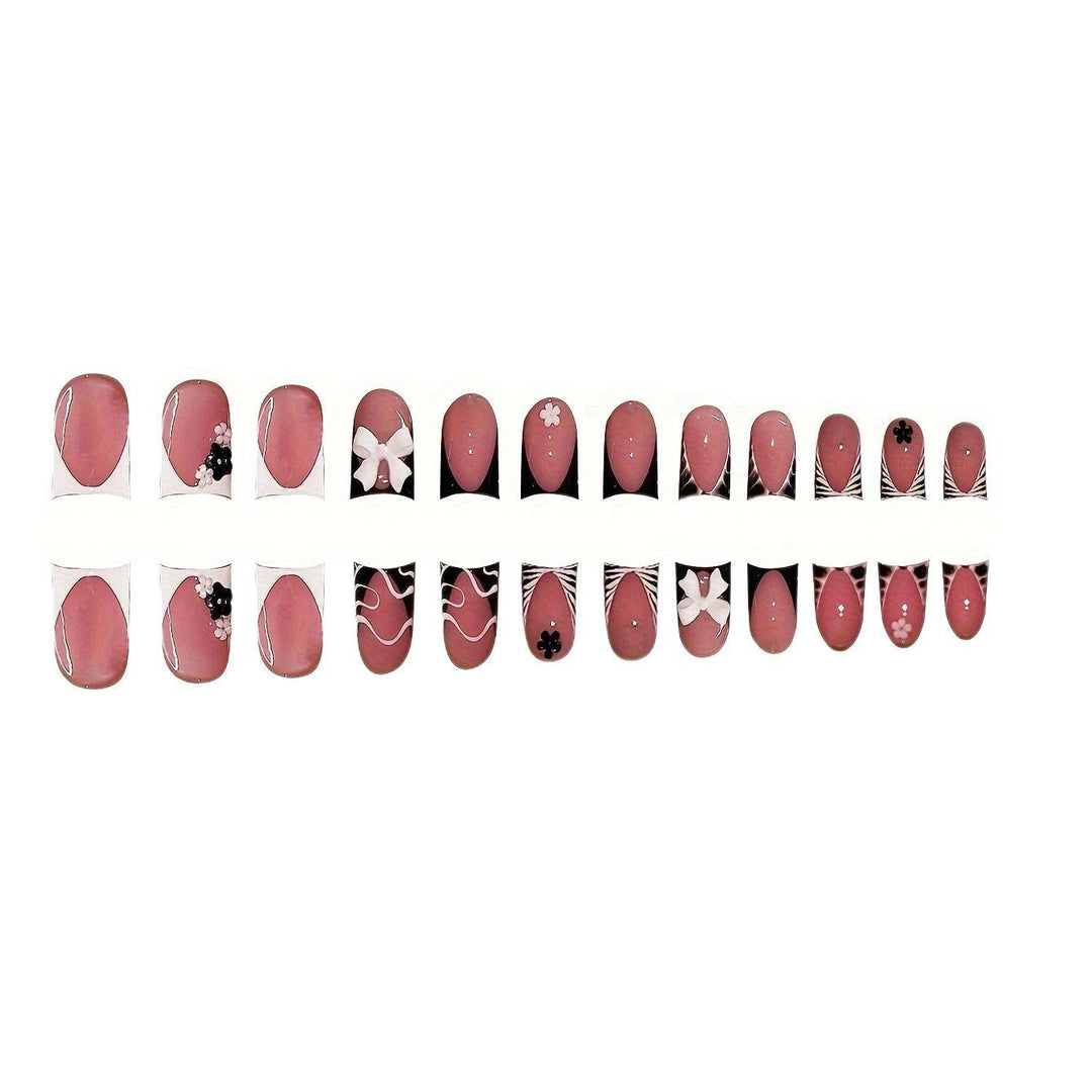 Decorative Press-On Nail Art with Floral and Graphic Designs Bowlift