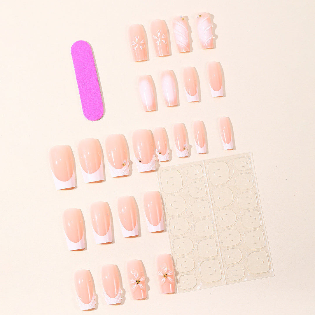 Elegant Floral 3D Acrylic Nail Art Bowlift