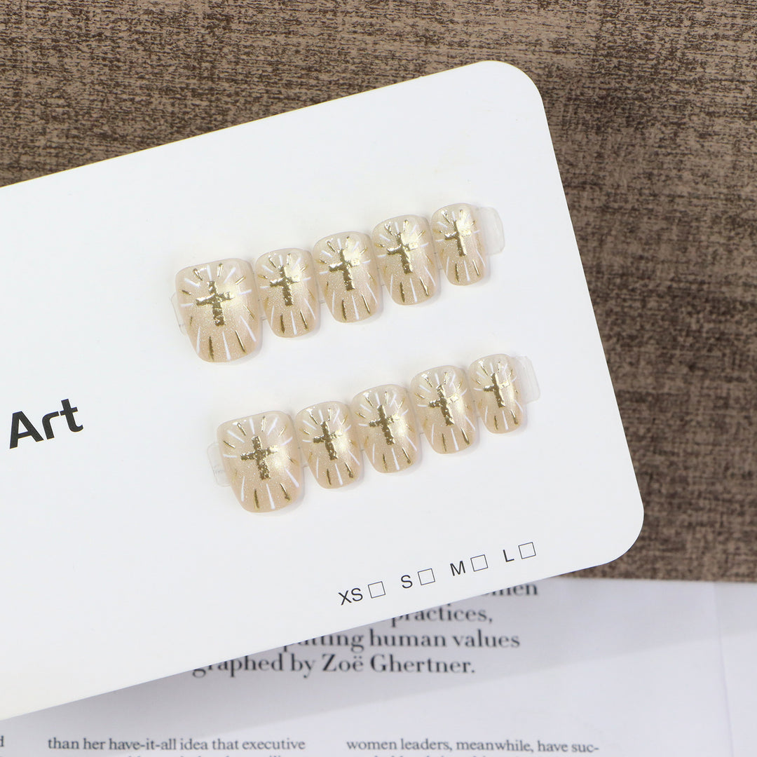Decorative Press-On Nail Art Set with Elegant Floral Design Bowlift