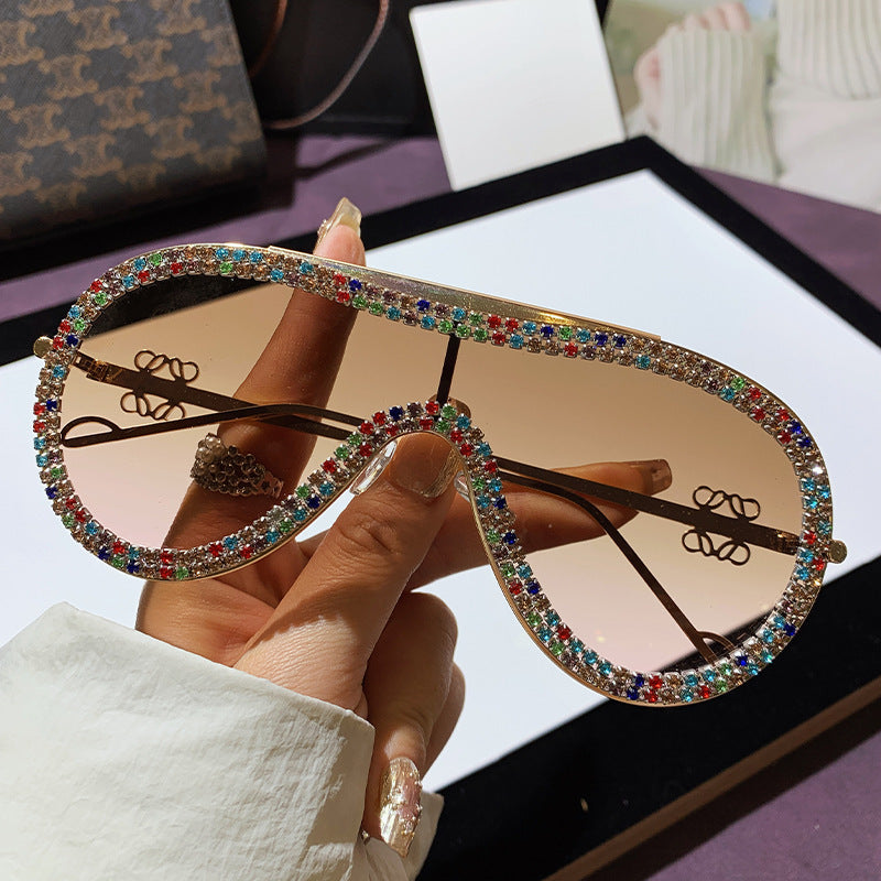 Women's Glamorous Oversized Sunglasses with Rhinestone Accents Bowlift