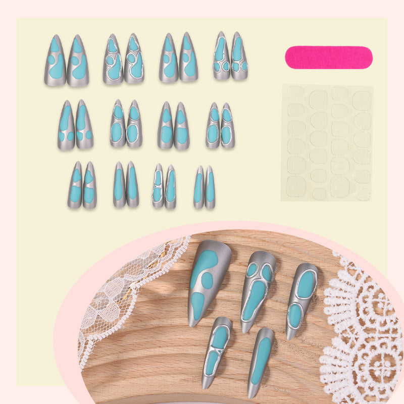Acrylic nail set with modern geometric designs Bowlift