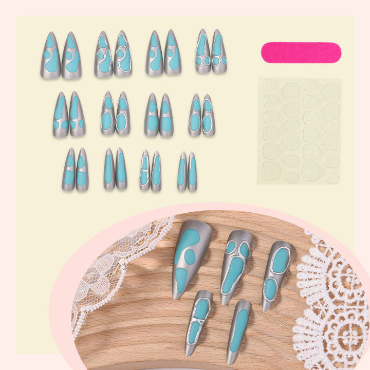 Acrylic nail set with modern geometric designs Bowlift