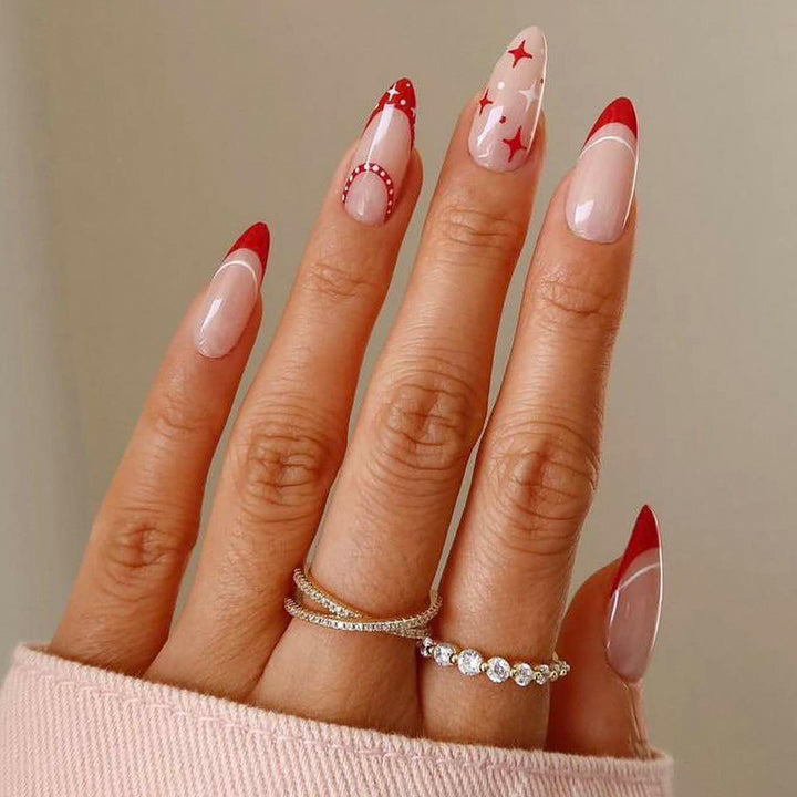 Elegant Stiletto Press-On Nail Set with Unique Design Bowlift