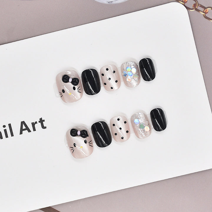 Glamorous Heart-Themed Press-On Nail Set Bowlift