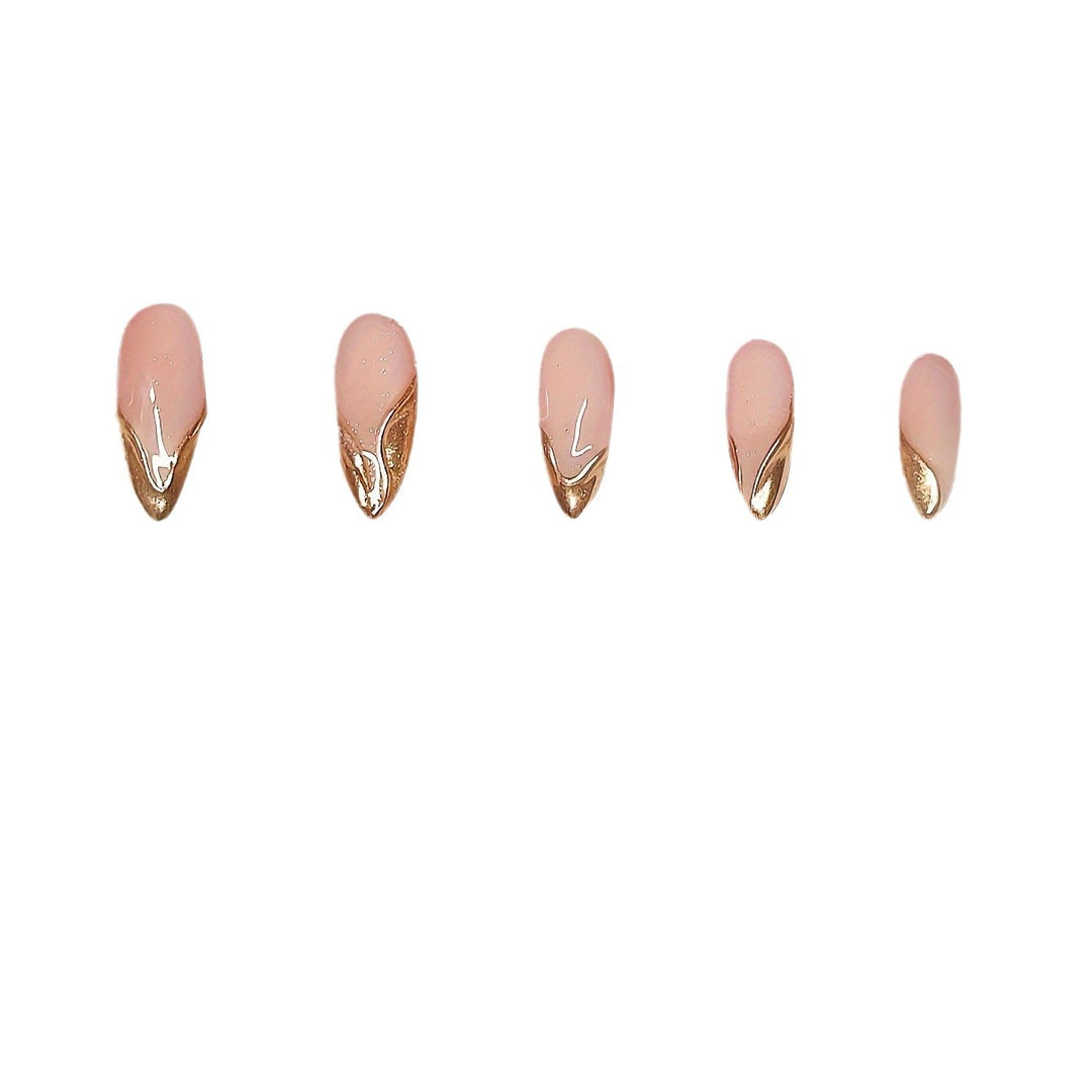 Elegant Stiletto Press-On Nails with Gold Accent Tips Bowlift