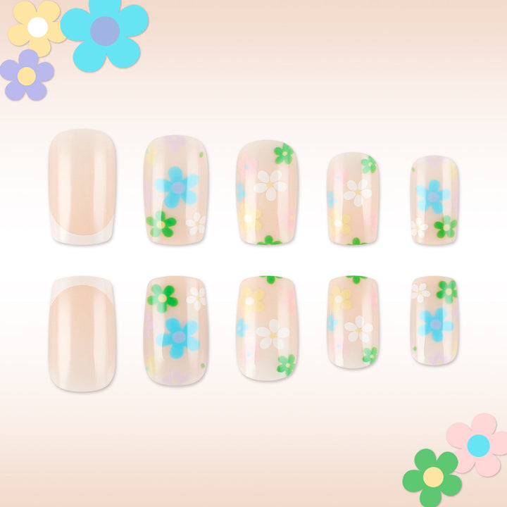 Floral French Tip Press-On Nail Set Bowlift