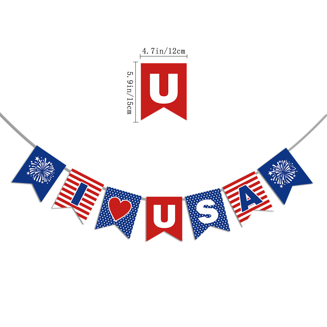 Unisex nan patriotic decorative bunting banner set with pre-strung USA letters and star garlands Bowlift