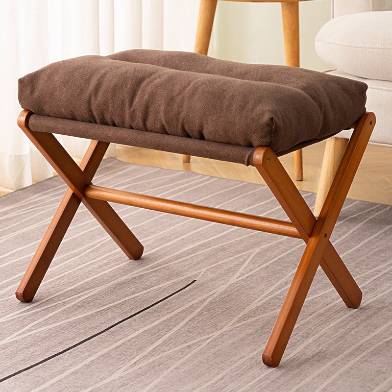 Folding Stool with Padded Seat and Stable Wooden Frame Bowlift