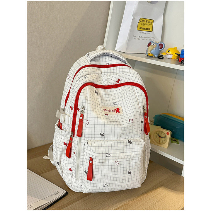 Checked Patterned Backpack