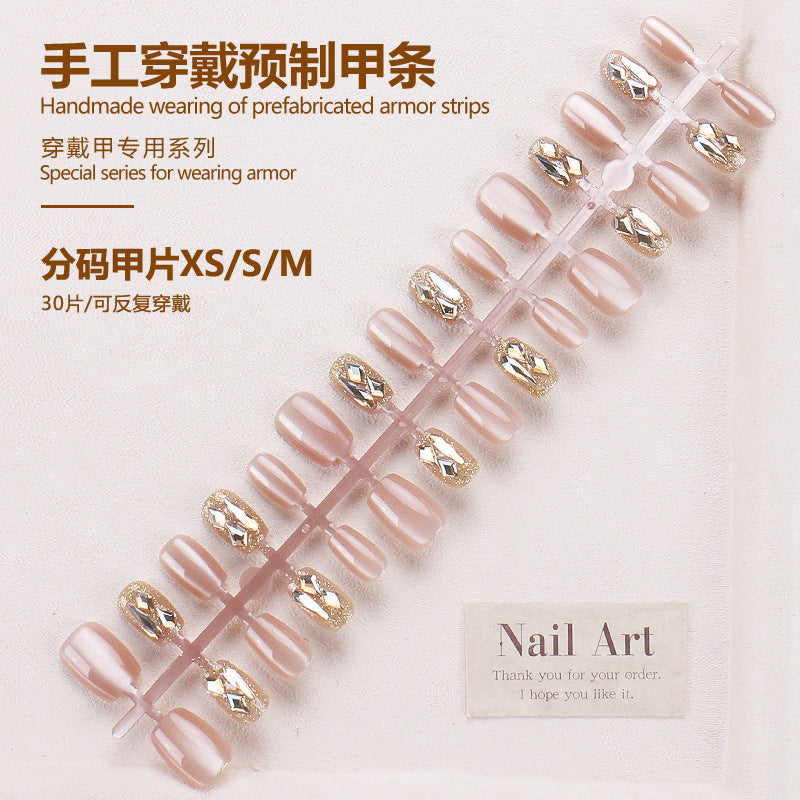 Glamorous Press-On Nail Art Set with Rhinestone Accents Bowlift