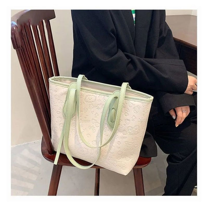Embossed Pattern Shoulder Tote Bowlift