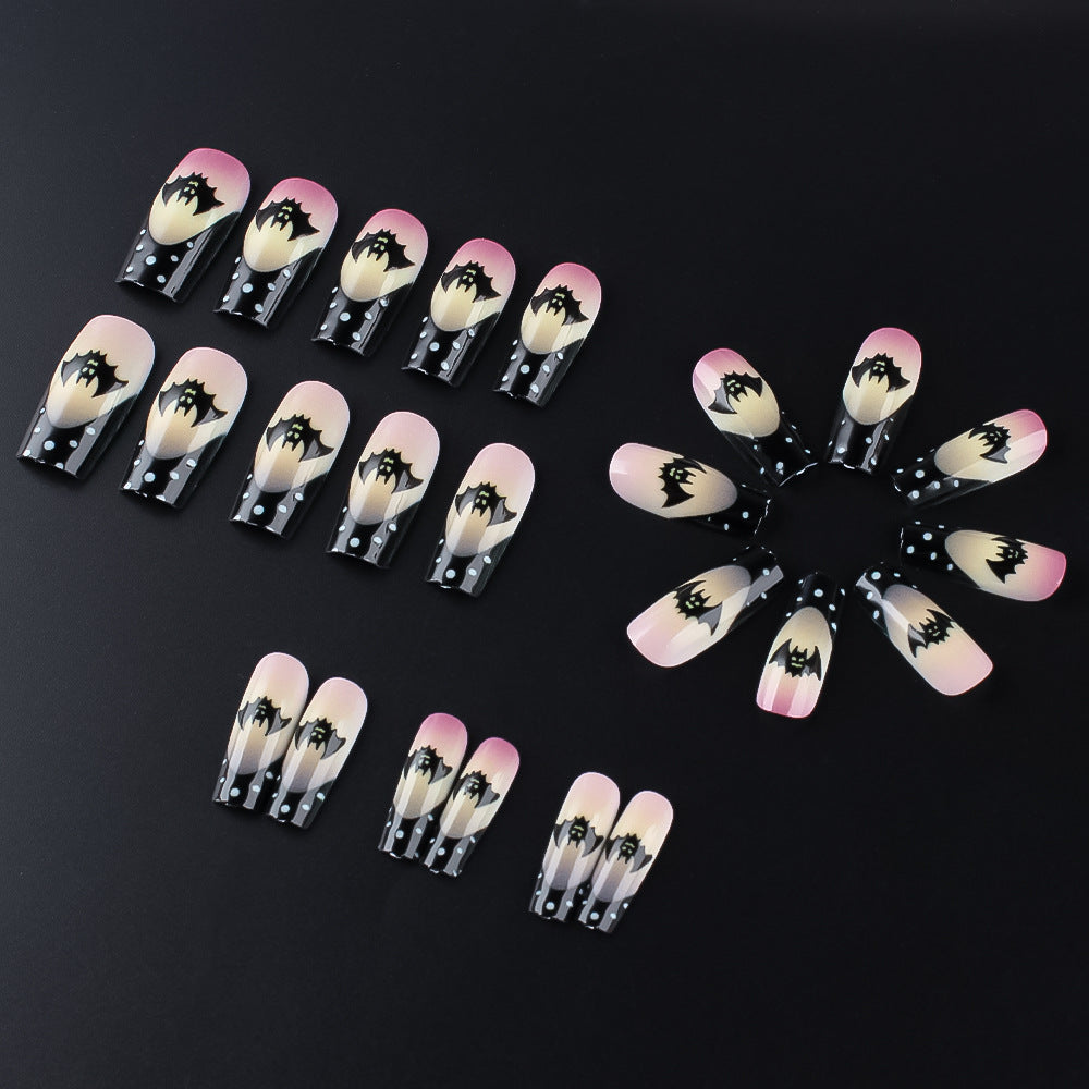 Gothic Bat-Themed Press-On Nails Bowlift