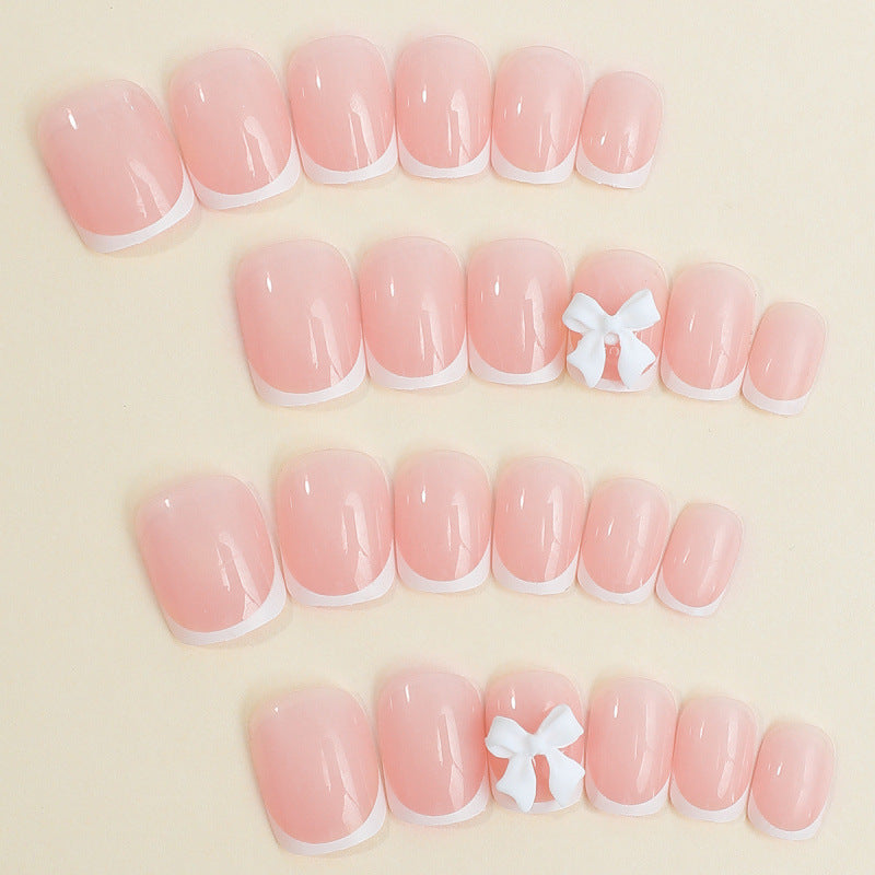 Elegant French Tip Press-On Nails Bowlift