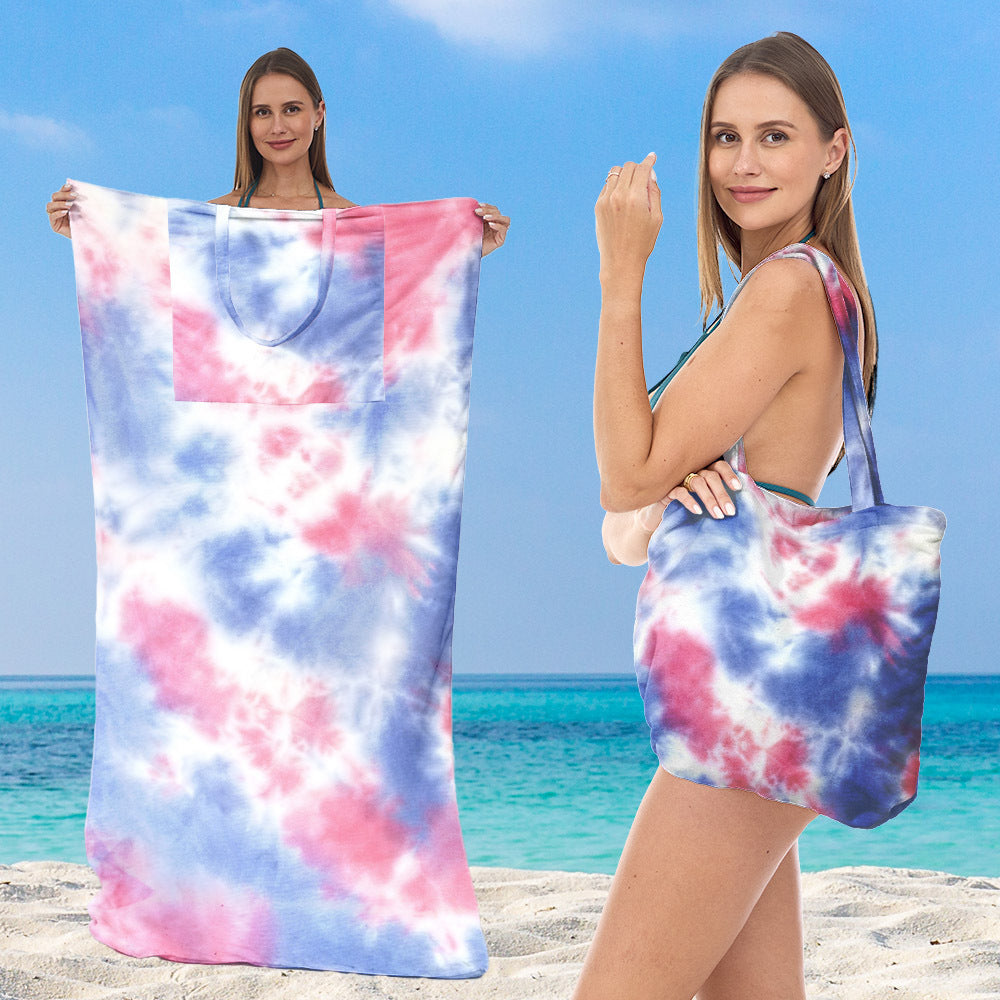 Beach towel with integrated tote bag design Bowlift