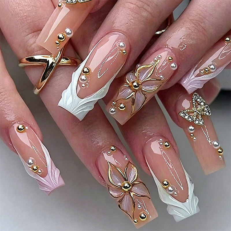 Artificial Nail Tips with Floral Accents Bowlift