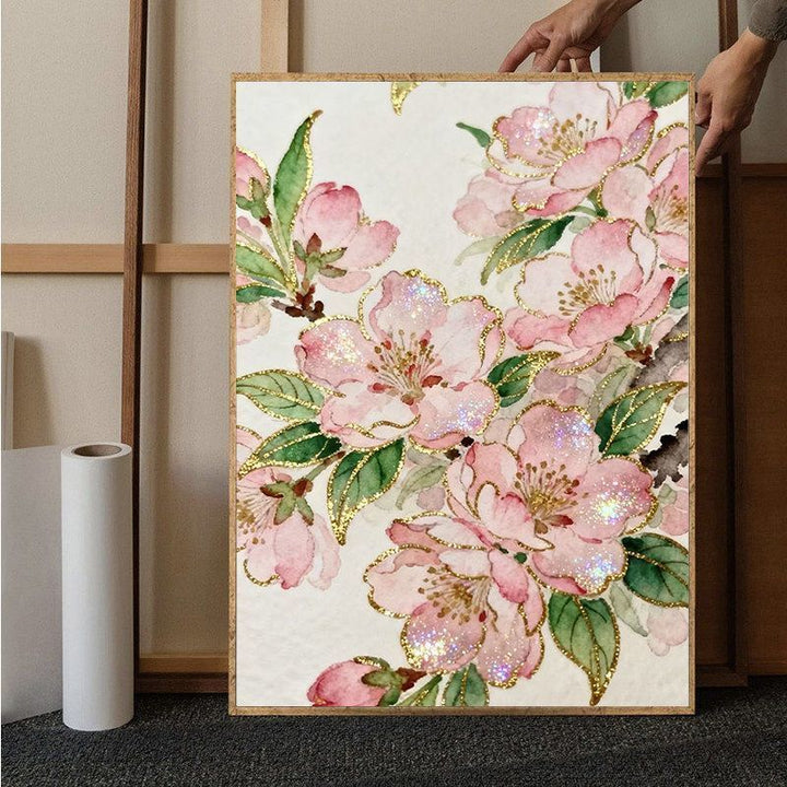 Floral Glitter Art Canvas Print Bowlift