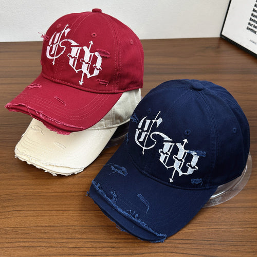 Men's Distressed Graphic Embroidered Cap Bowlift