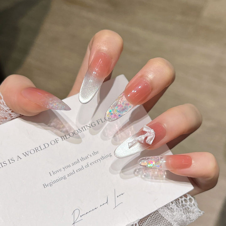 Glamorous Crystal-Studded Stiletto Press-On Nails Bowlift