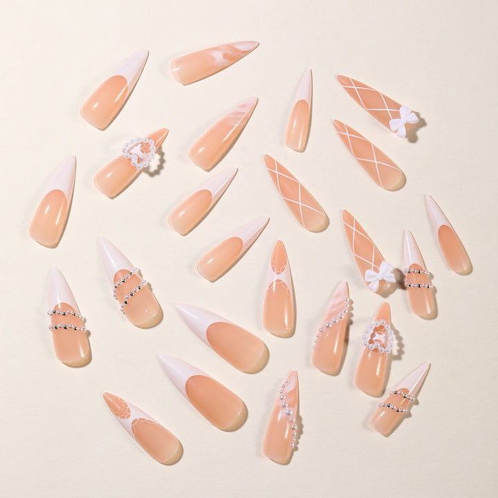 Elegant Stiletto Rhinestone Nail Art Extensions Bowlift