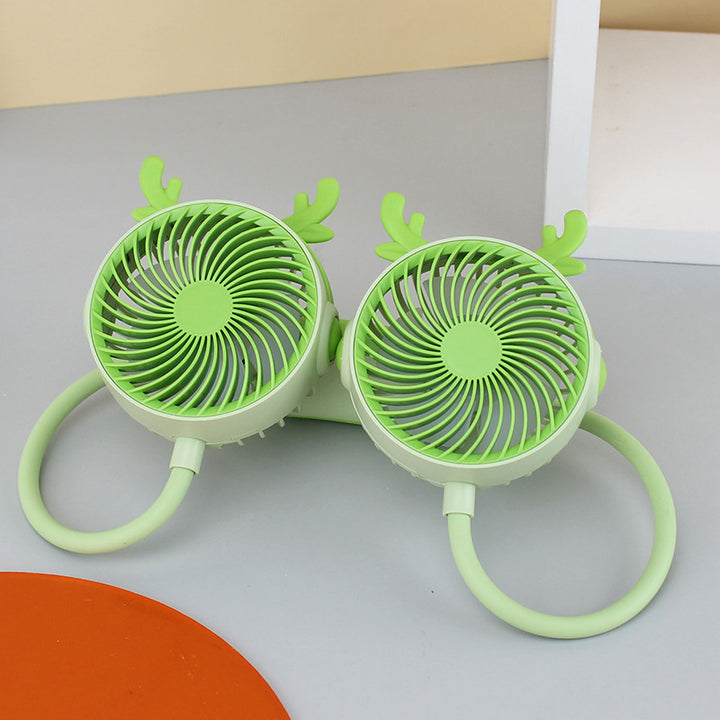 Women's Wearable Neck Fan with Dual Rotating Blades Bowlift