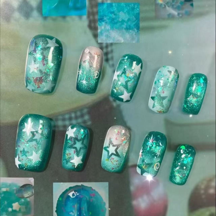 Glitter Star Press-On Nail Art Set Bowlift