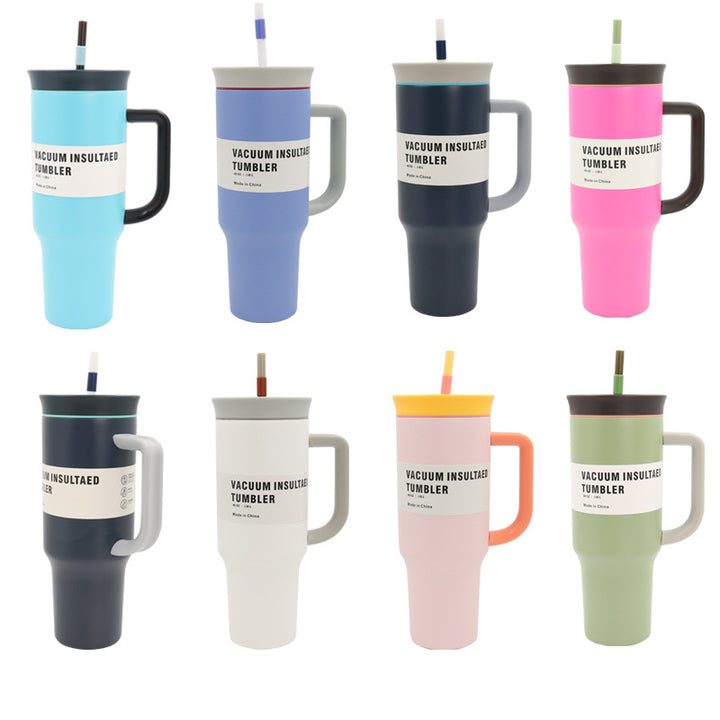 Women's Vacuum-Insulated Drinking Cup with Handle and Straw Bowlift