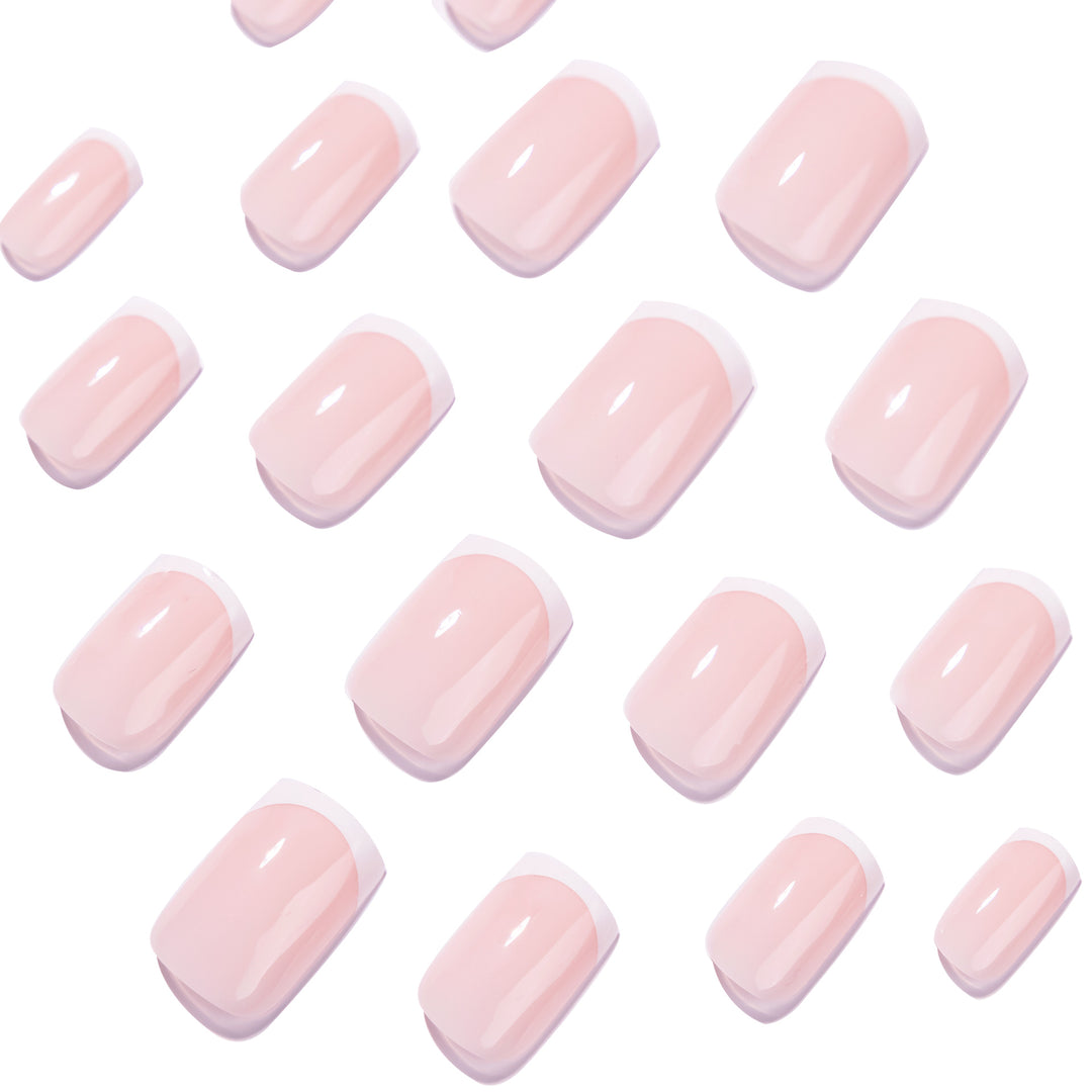 Elegant high-gloss nail art with French design Bowlift