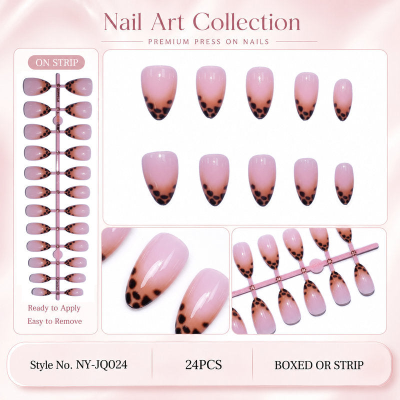 Elegant Press-On Nails with Animal Accents Bowlift