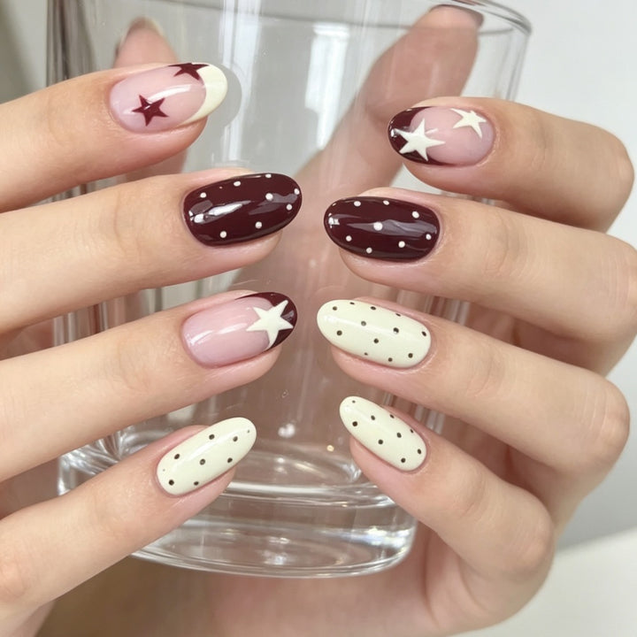 Artistic Star Pattern Press-On Nails Bowlift
