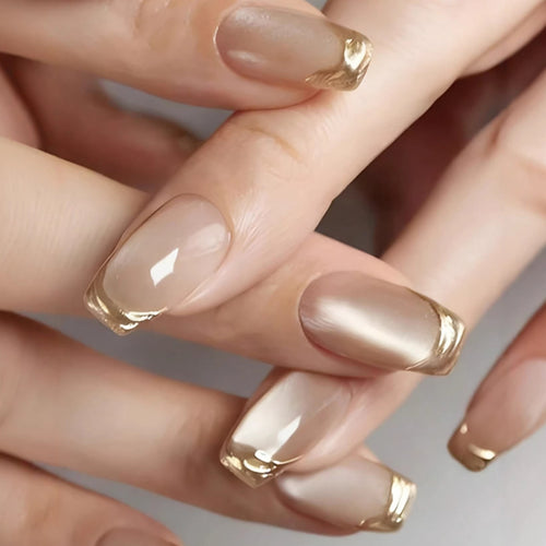 Premium Glossy French Tip Nail Extensions Bowlift