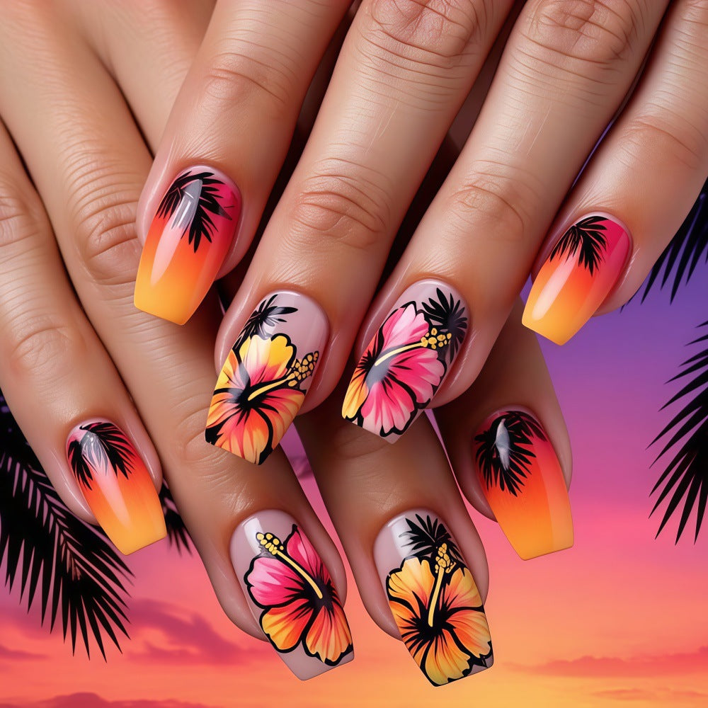 Tropical design artificial nails Bowlift