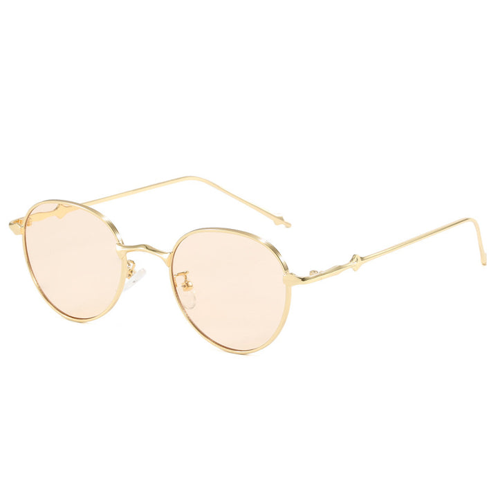 Ladies elegant round sunglasses with stylish metal frame Bowlift