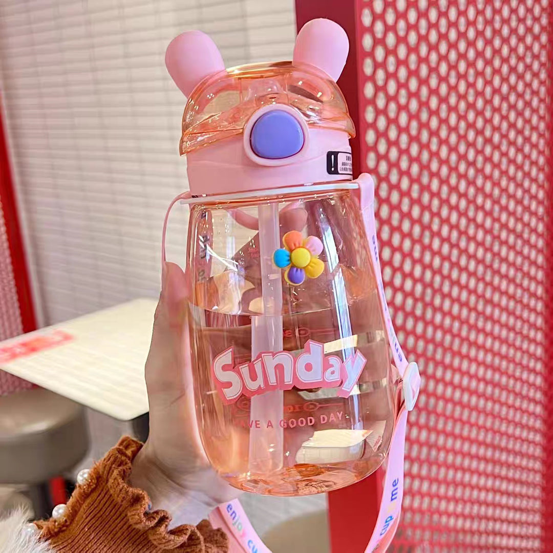 Ladies Animal-Friendly Water Bottle with Practical Straw Bowlift