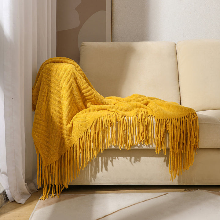 Cozy Knit Fringe Blanket Bowlift