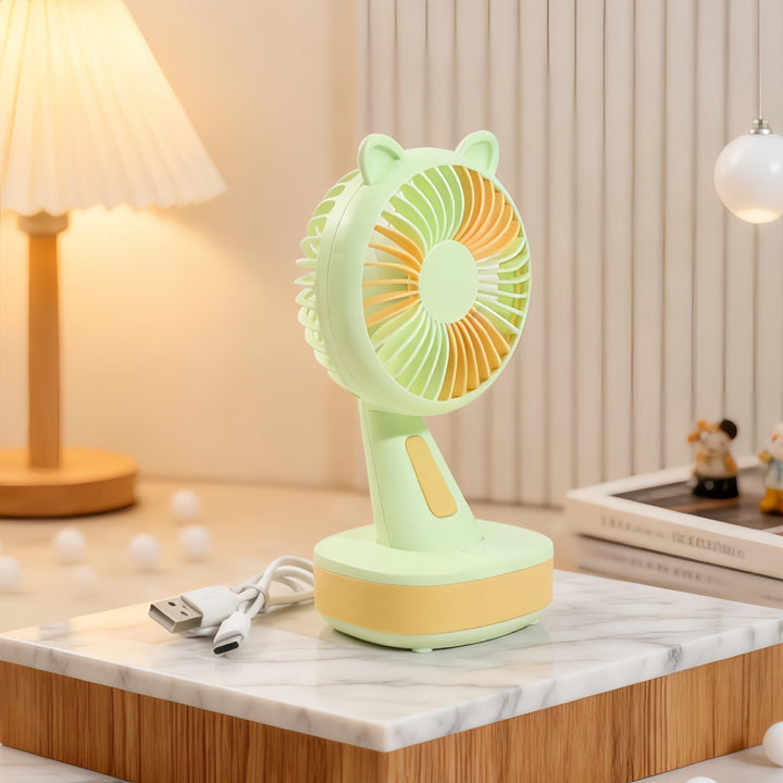 Women's Portable Table Fan with Creative Animal Ears Bowlift