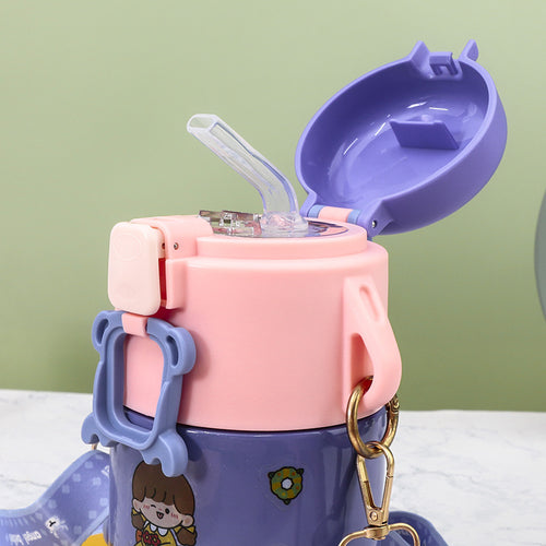 Insulated drinking bottle with practical carrying strap and playful design Bowlift